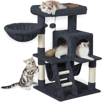 104Cm Plush Cat Condo Cat Tree Light Grey
