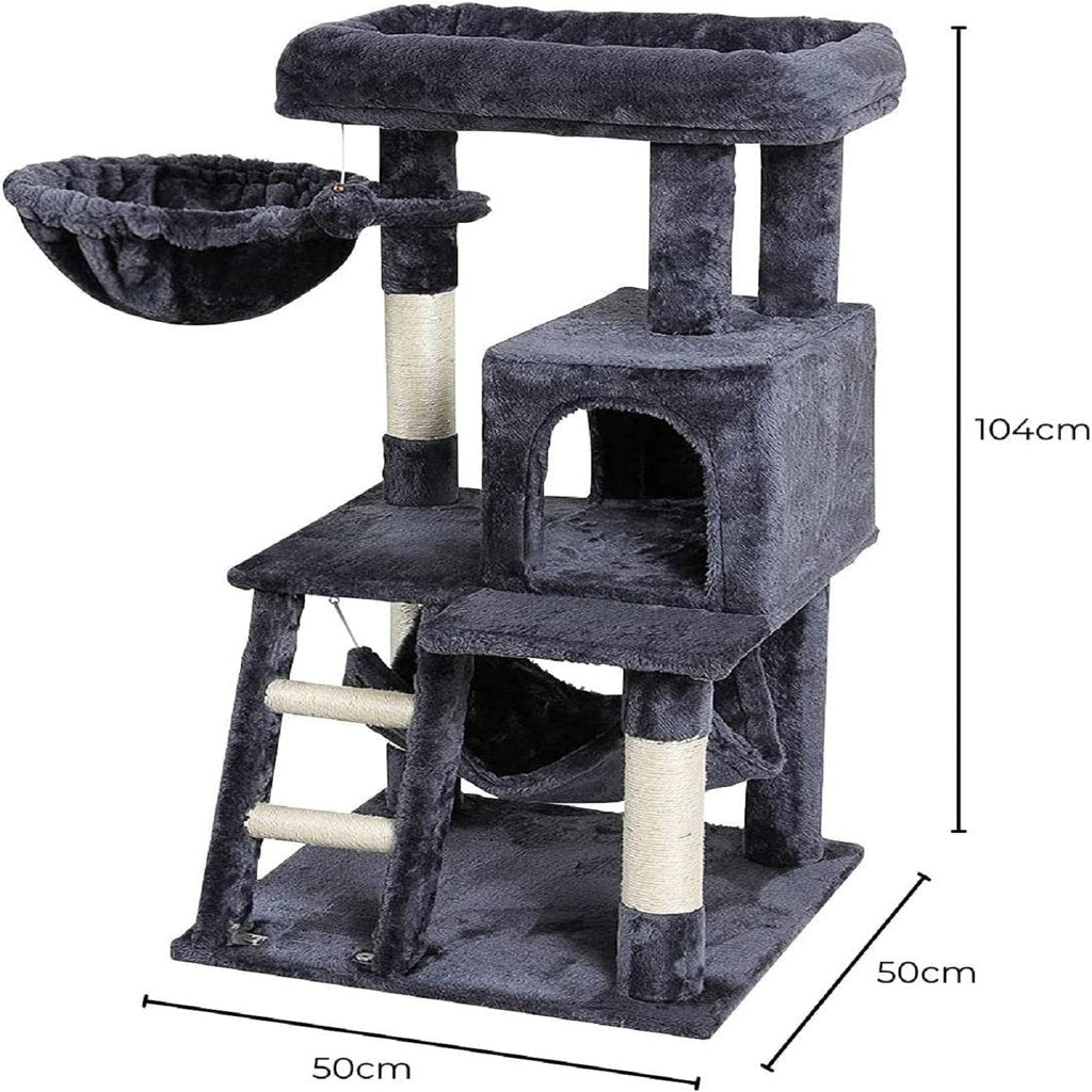 104Cm Plush Cat Condo Cat Tree Light Grey