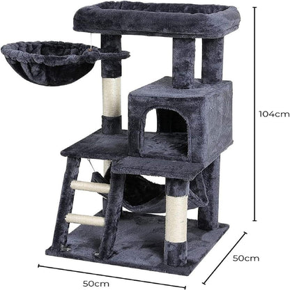 104Cm Plush Cat Condo Cat Tree Light Grey