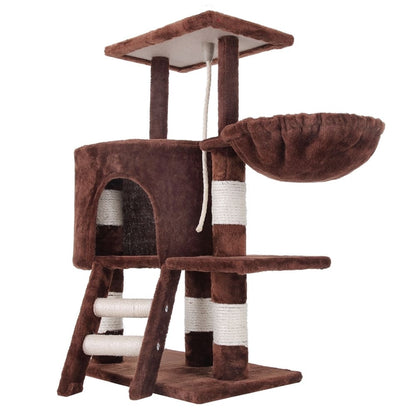 104Cm Plush Cat Condo Cat Tree Light Grey