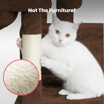 104Cm Plush Cat Condo Cat Tree Light Grey