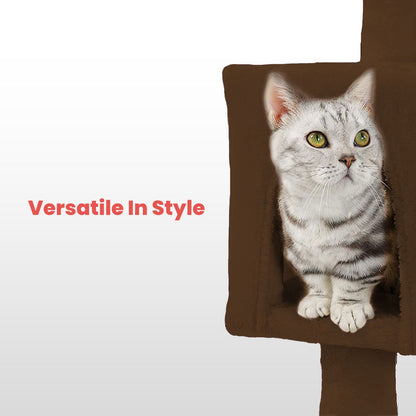 104Cm Plush Cat Condo Cat Tree Light Grey
