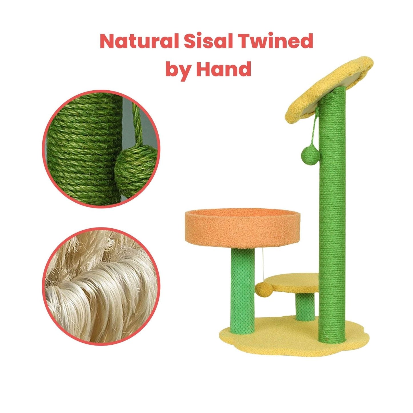75Cm Sunflower Plush Scratching Post Cat Tree