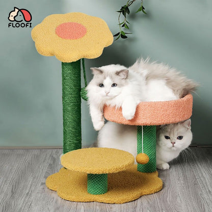 75Cm Sunflower Plush Scratching Post Cat Tree