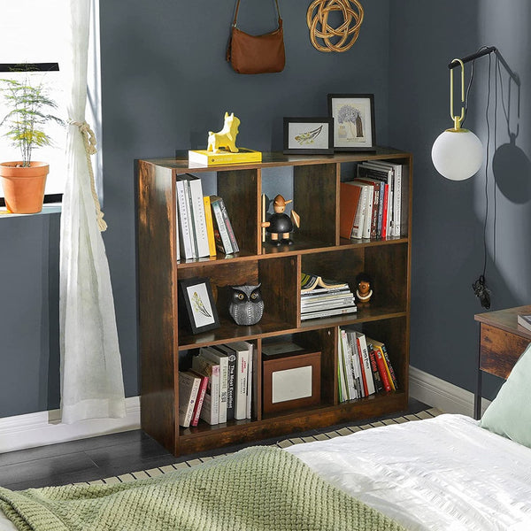  Bookcase with Open Shelves Rustic Brown LBC55BX