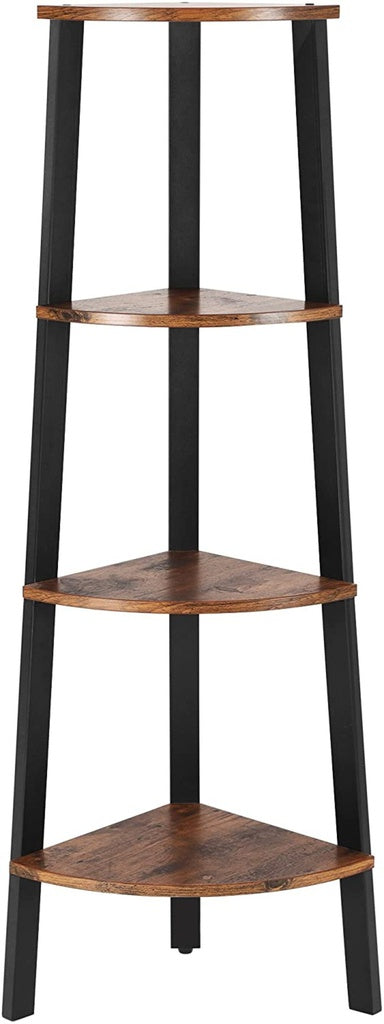  Corner Shelf 4-Tier Industrial Storage Rack Rustic Brown And Black