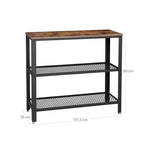 Industrial Console Table with 2 Mesh Shelves Rustic Brown and Black