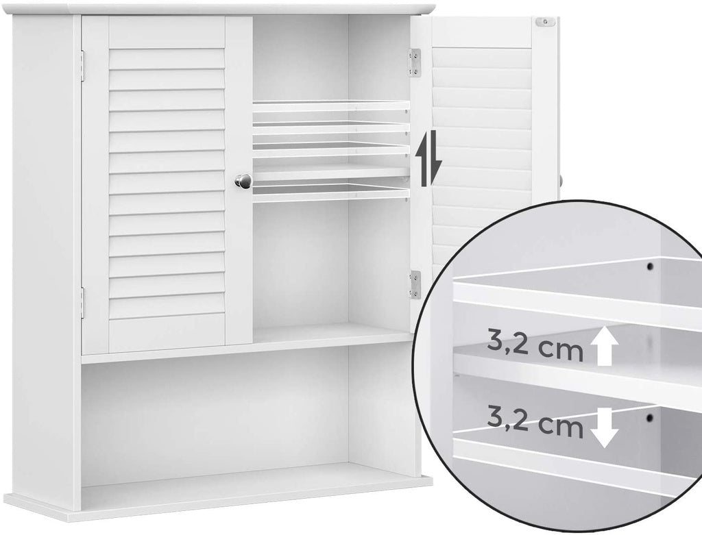Wall Cabinet with 2 Doors and Cupboard White BBC27WT