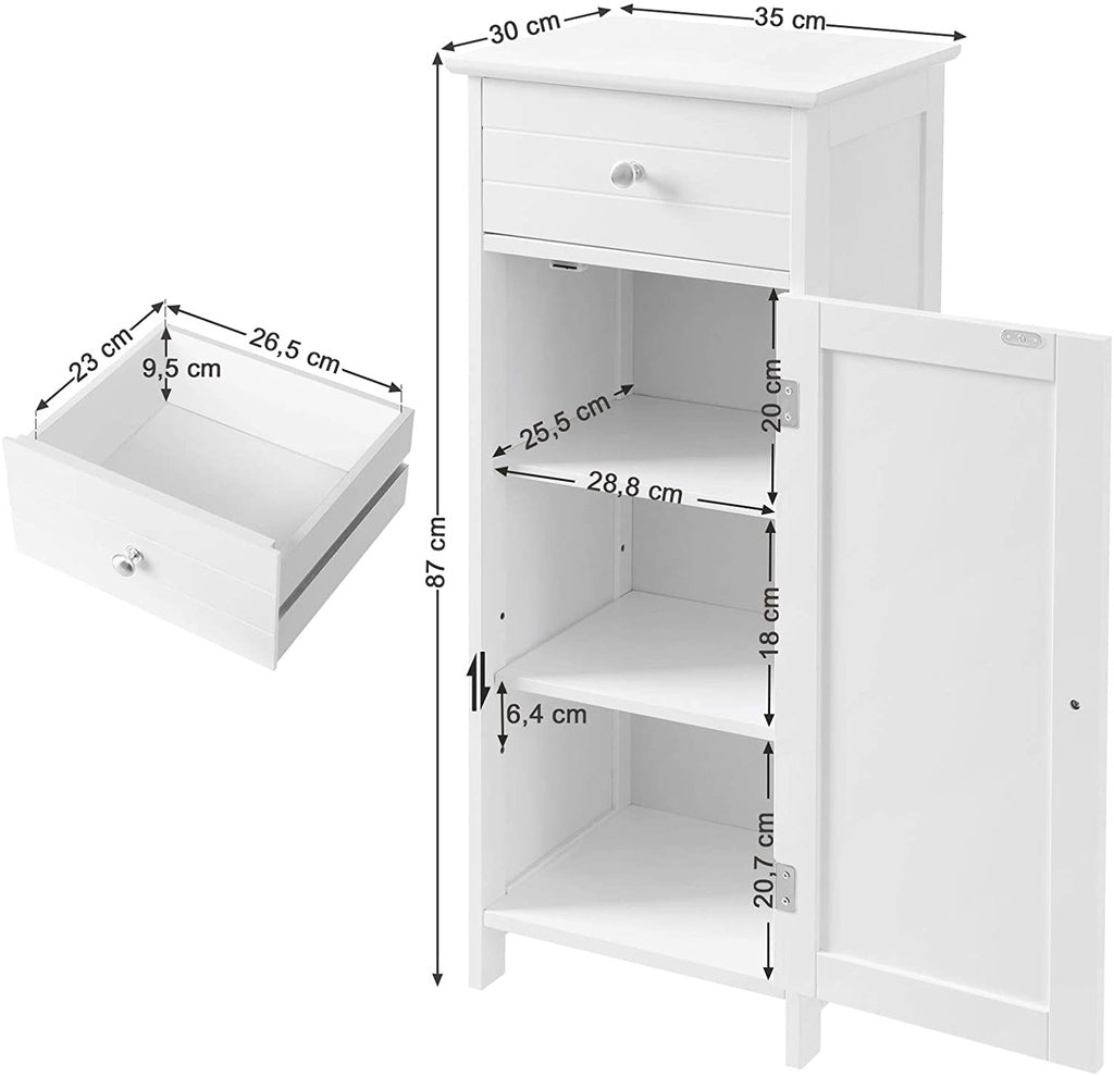 Floor Cabinet with 1 Door and Drawer White BBC48WT