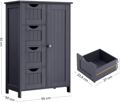 Floor Cabinet with 4 Drawers and Adjustable Shelf Gray LHC41GY