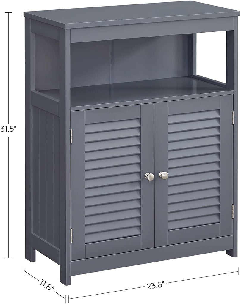 Floor Cabinet with Shelf and 2 Doors Gray BBC040G01