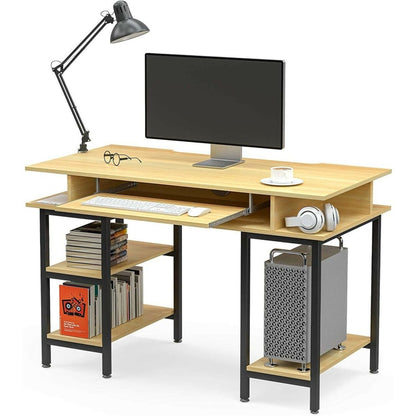 Book Storage Computer Table Desk Student Study Home Office Workstation With Bookshelf