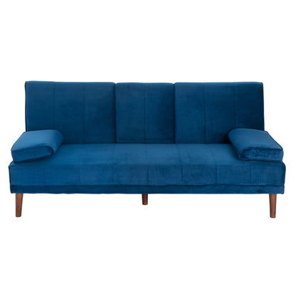 3 Seater Sofa Bed Couch with Cup Holder Velvet Navy