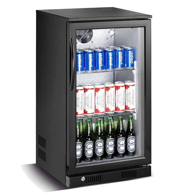  120L Black Commercial Single Door Small Bar Fridge Beverage Cooler Under Counter