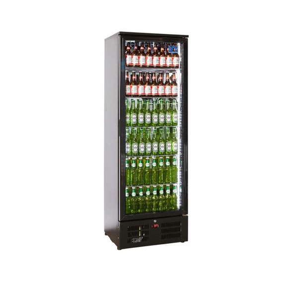  293Ltr Single Door Upright Commercial Wine Bar Fridge Chiller Can Cooler in Black