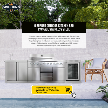 Hurricane 6 Burner Outdoor Kitchen BBQ Package High Grade #304 Stainless Steel