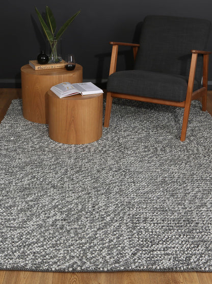 Loopy Charcoal Wool Blend Rug 160x230cm