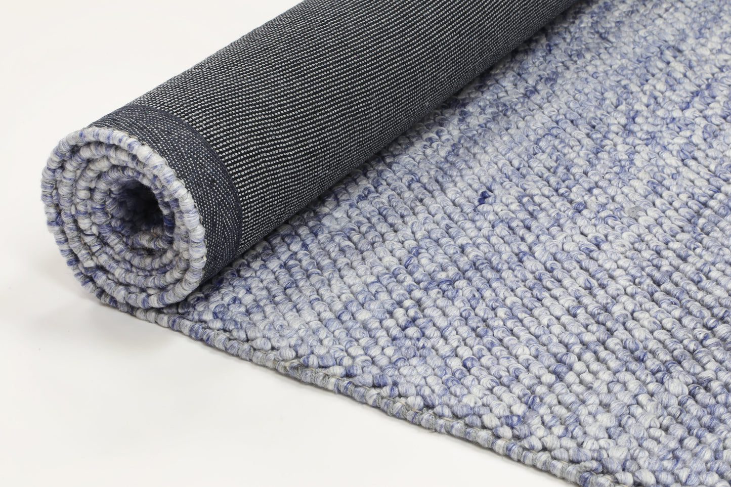Loopy Blue Wool Blend Rug 200x290cm