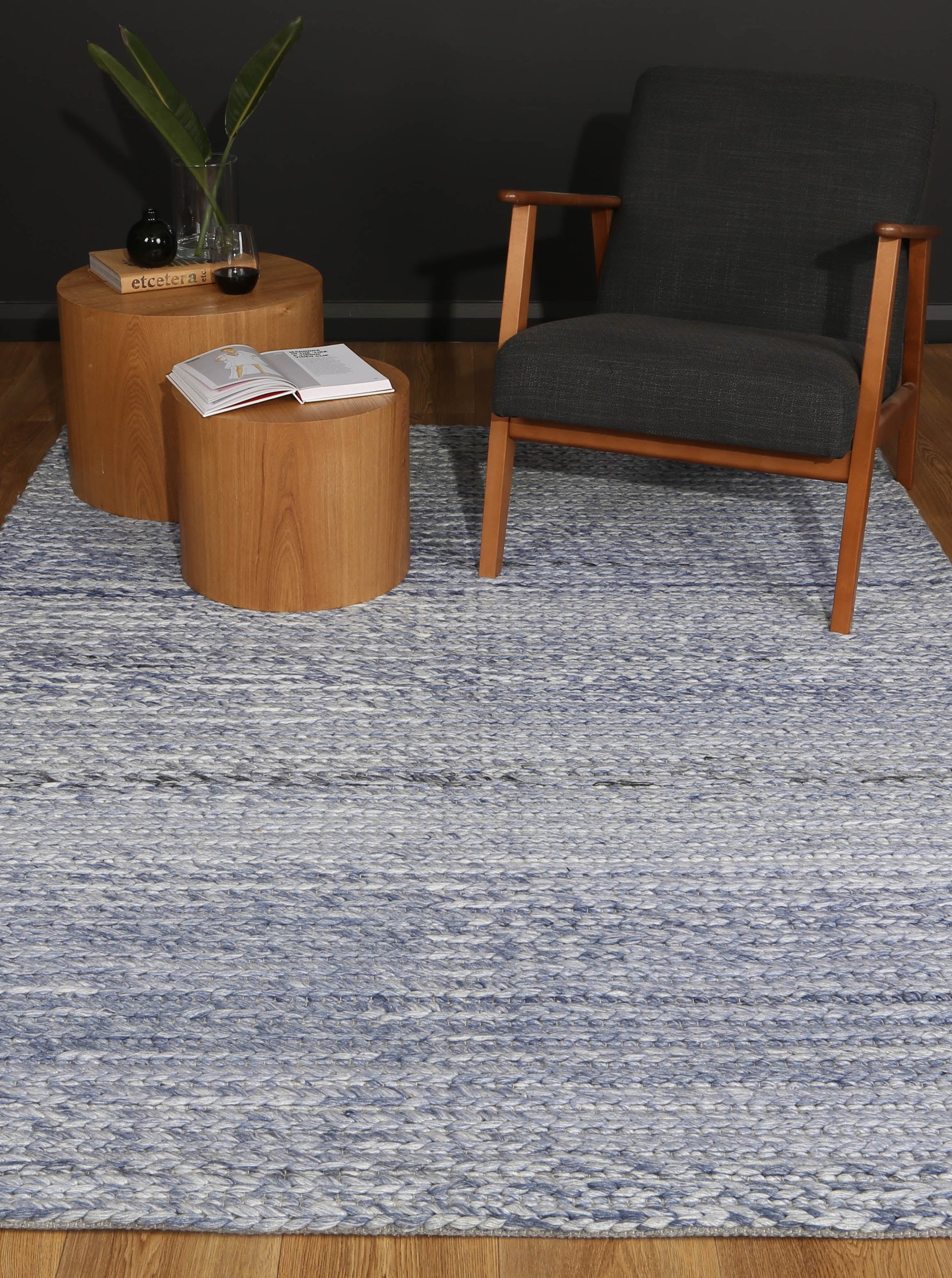 Cue Blue Wool Blend Rug 240x330cm