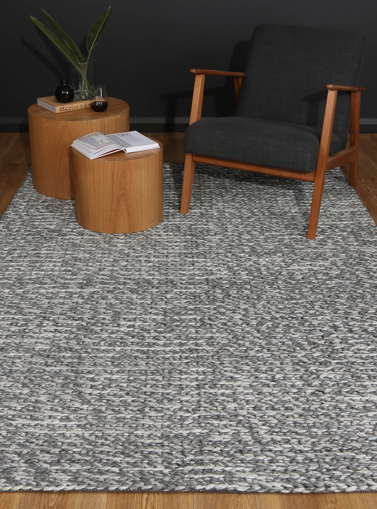 Cue Charcoal Wool Blend Rug 240x330cm