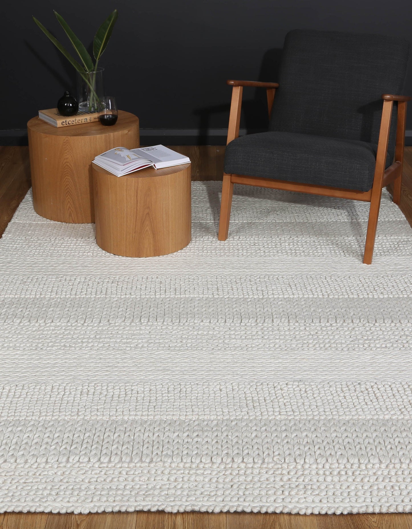 Grace White Wool Blend Rug 240x330cm