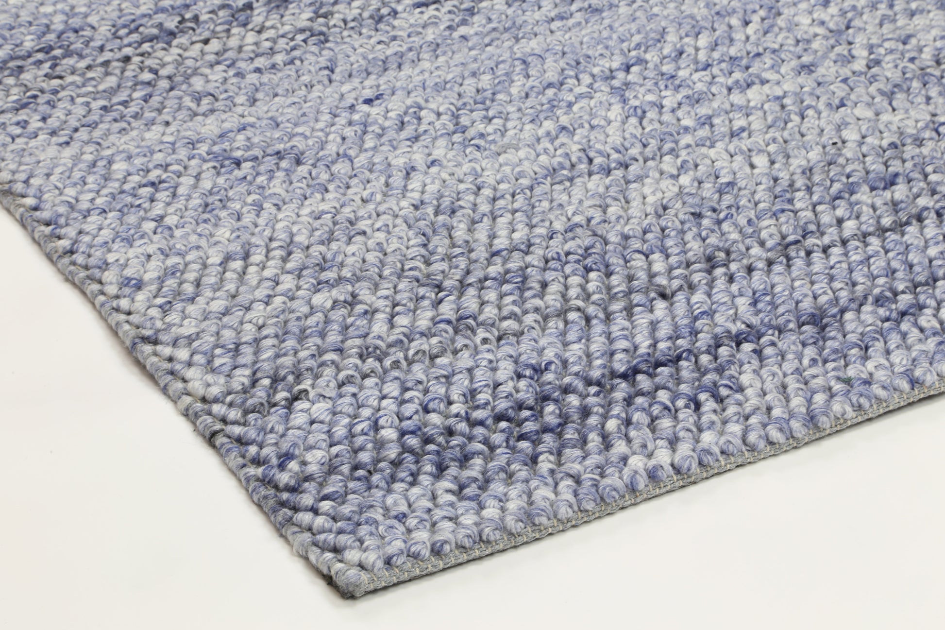 Loopy Blue Wool Blend Rug 240x330cm
