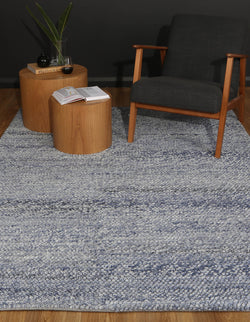 Loopy Blue Wool Blend Rug 240x330cm