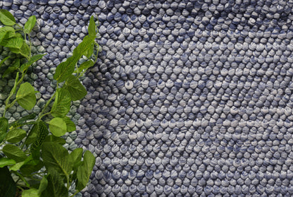 Loopy Blue Wool Blend Rug 240x330cm