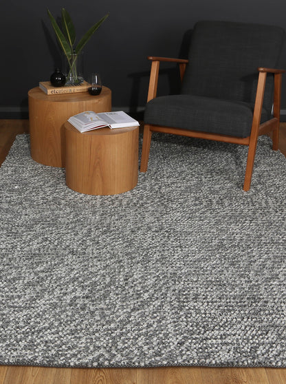 Loopy Charcoal Wool Blend Rug 240x330cm