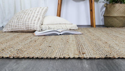 Black Natural Basket Weave Jute Rug 150x220cm