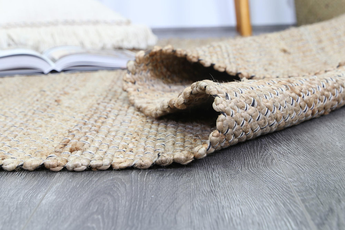 Black Natural Basket Weave Jute Rug 150x220cm