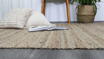 Blue Natural Basket Weave Jute Rug 150x220cm