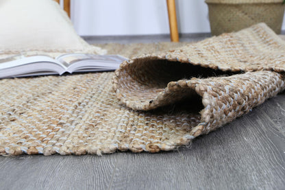Blue Natural Basket Weave Jute Rug 150x220cm