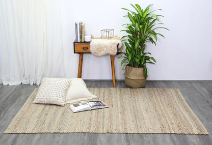 Blue Natural Basket Weave Jute Rug 150x220cm