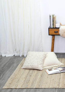 Blue Natural Basket Weave Jute Rug 190x280cm