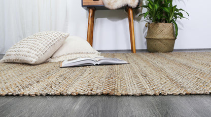Grey Natural Basket Weave Jute Rug 230x320cm