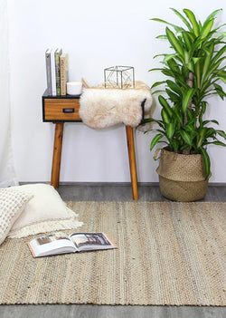 Grey Natural Basket Weave Jute Rug 230x320cm