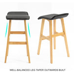 2 Set 73Cm Black Wooden Bar Stool Dara Leather