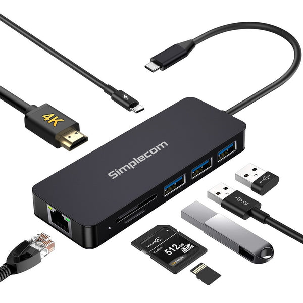  Simplecom Chn580 Usb-C Superspeed 8-In-1 Multiport Hub Adapter