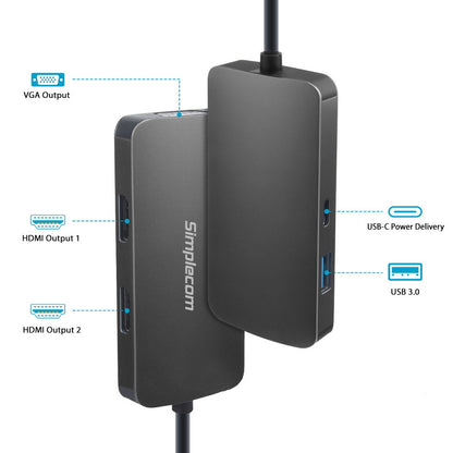 USB-C Multiport Adapter MST Hub with VGA and Dual HDMI 
