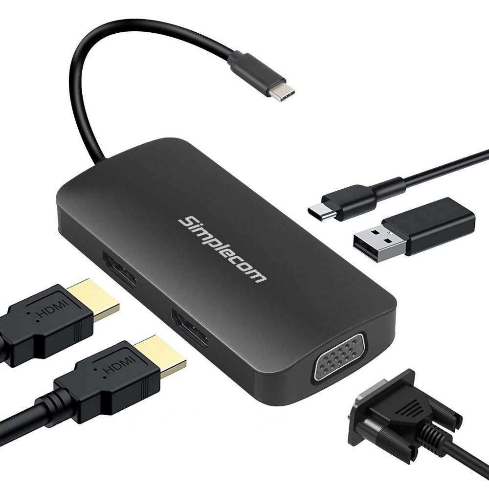 USB-C Multiport Adapter MST Hub with VGA and Dual HDMI 
