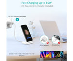 15W Wireless Charger Stand with AC Charger (White)