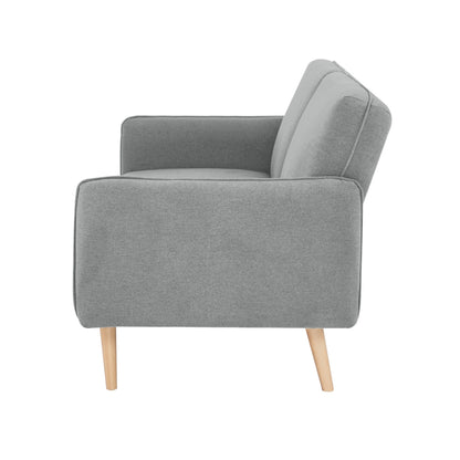 3 Seater Sofa Queen Bed Fabric Uplholstered Lounge Couch Light Grey/Mid Grey