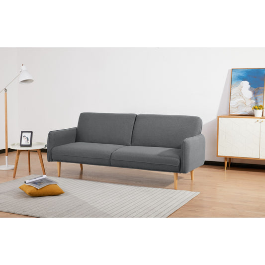 3 Seater Sofa Queen Bed Fabric Uplholstered Lounge Couch Light Grey/Mid Grey