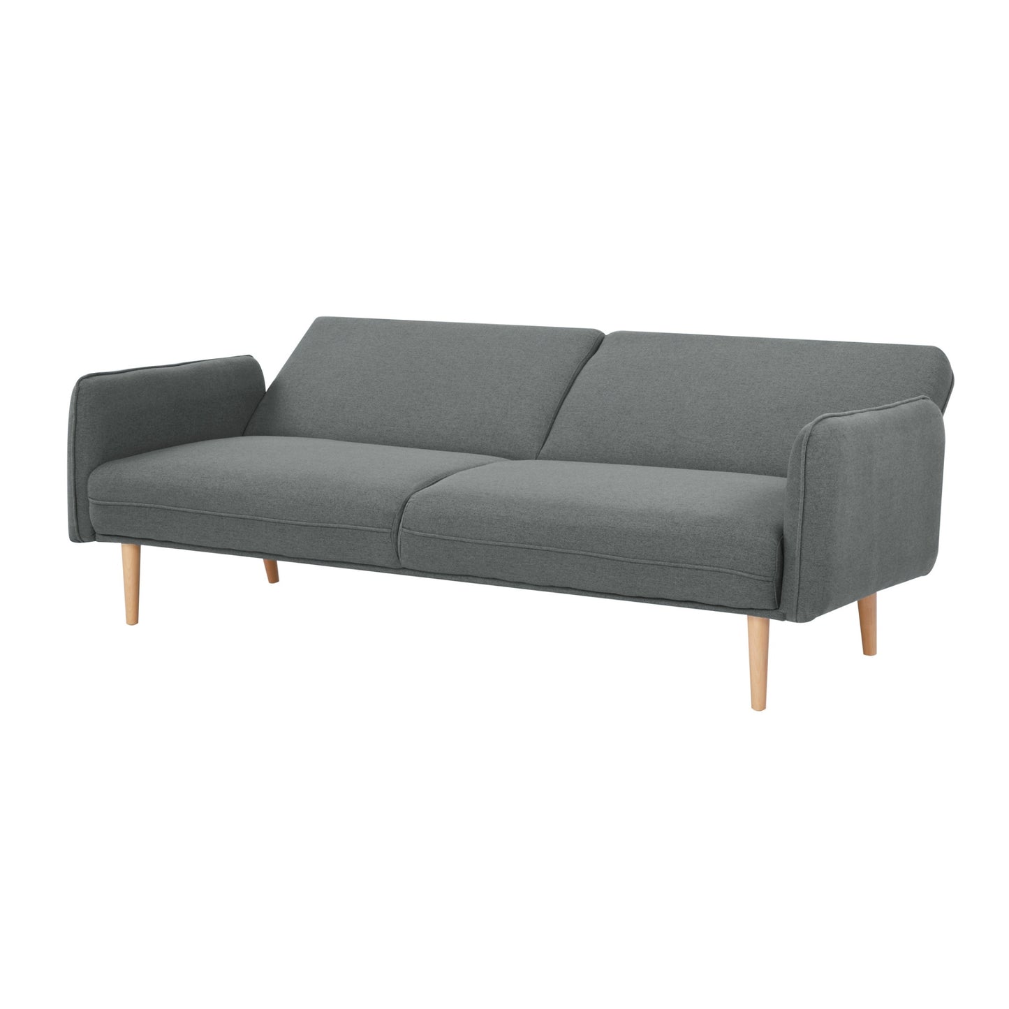 3 Seater Sofa Queen Bed Fabric Uplholstered Lounge Couch Light Grey/Mid Grey