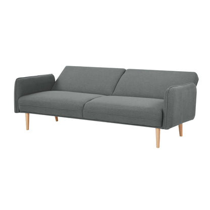 3 Seater Sofa Queen Bed Fabric Uplholstered Lounge Couch Light Grey/Mid Grey