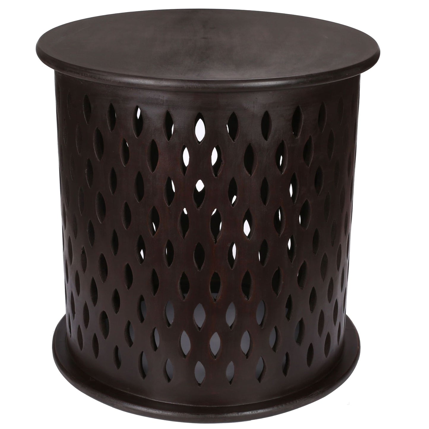 Wooden Round 50cm Side Table Sofa End Tables - Brown