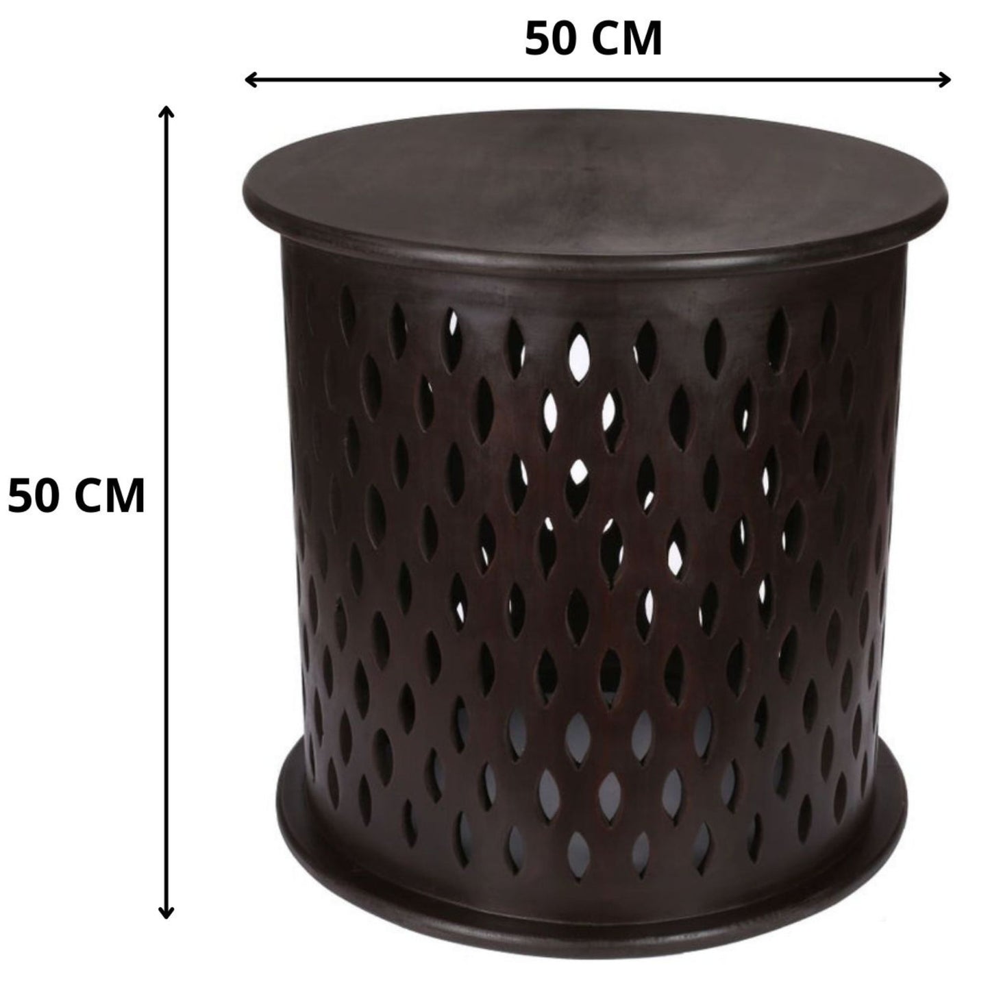 Wooden Round 50cm Side Table Sofa End Tables - Brown