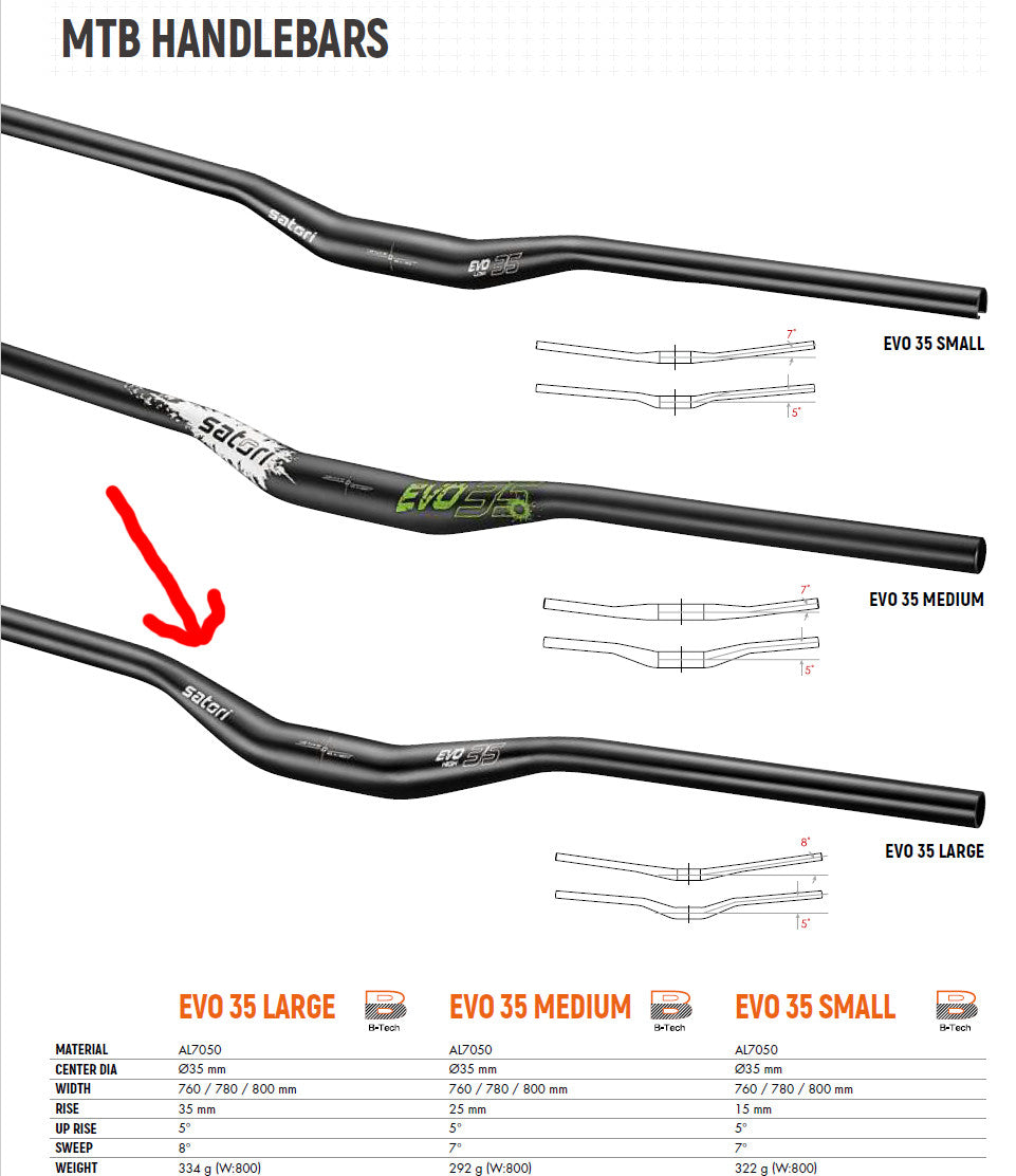 EVO 35 Small/Large Handlebar Compact Power at 355mm Rise