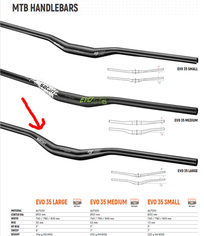 EVO 35 Small/Large Handlebar Compact Power at 355mm Rise
